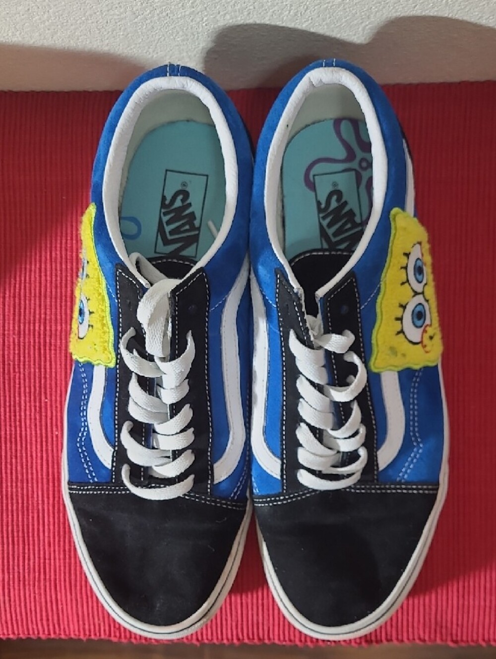 Vans Black and Blue Mens Sneakers with Yellow Character Spongebob Patch - Picture 14 of 16